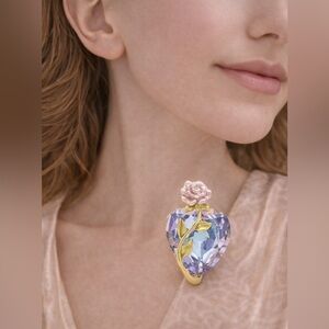 Magic Rose Pink Crystal Diamond Brooch